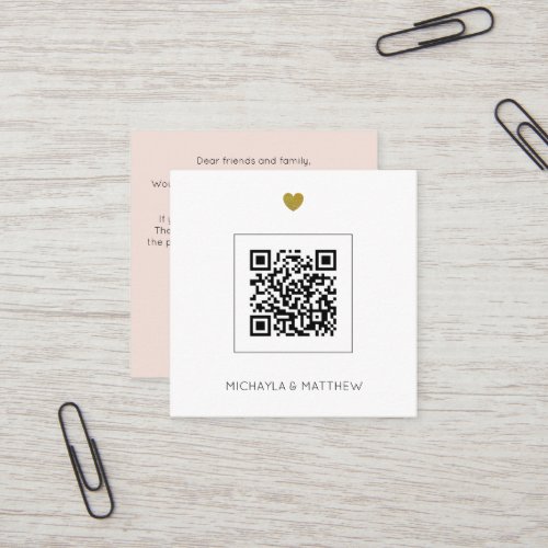 Budget Minimalist QR Code Blush Wedding Invitation