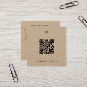 Budget Minimalist QR Code Kraft Wedding Invitation