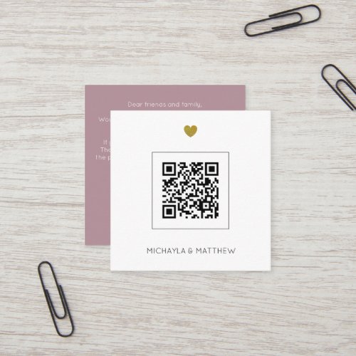 Budget Minimalist QR Code Rose Wedding Invitation