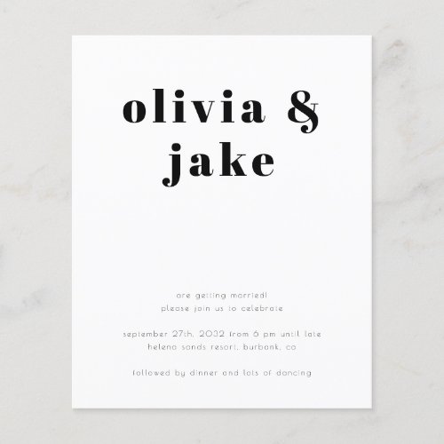 BUDGET Minimalist QR Code Wedding Invitation
