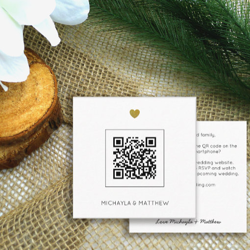 Budget Minimalist Qr Code White Wedding Invitation 