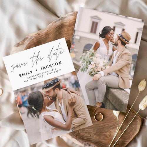 Budget Minimalist Save the Date Handwritten Photo