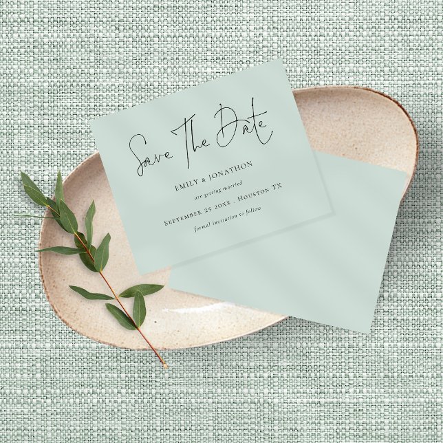 Budget Minimalist Script Mint Save The Date (Creator Uploaded)