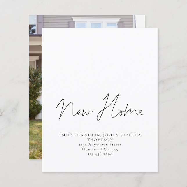Budget Minimalist Script New Home Address  (Front/Back)
