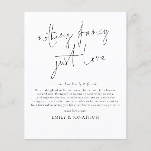 Budget Minimalist Script Nothing Fancy Elopement