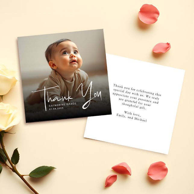 Budget Minimalist Script Photo Thank You Note Card (Creator Uploaded)