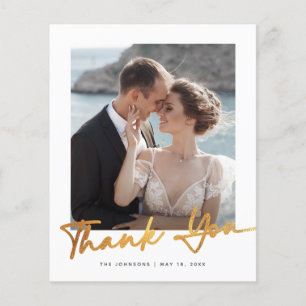 Budget Minimalist Script Photo Wedding Thank You Flyer