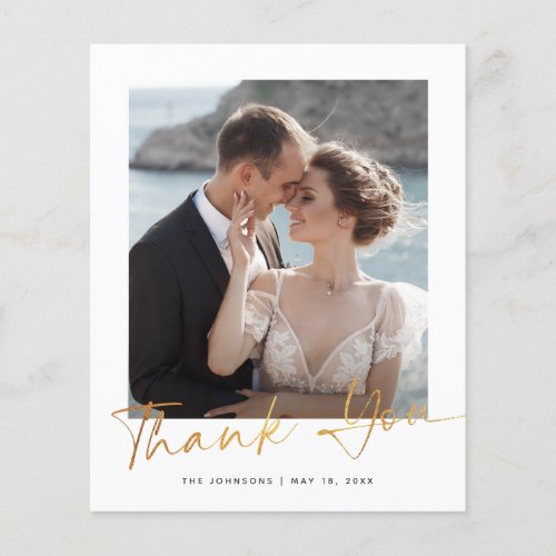 Budget Minimalist Script Photo Wedding Thank You Flyer