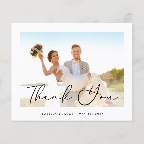 Budget Minimalist Simple Wedding Photo Thank You Flyer