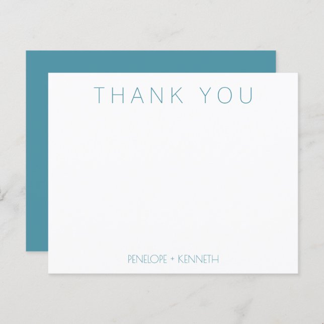 Budget Minimalist Teal Wedding Custom Thank You  (Front/Back)