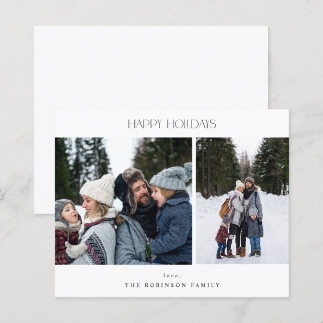 Budget Minimalist Two Photo Happy Holidays (Front/Back)