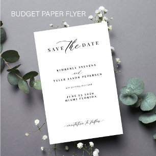 Budget minimalist typography wedding save the date flyer