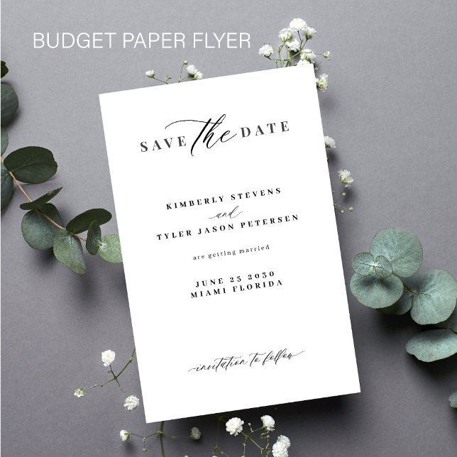 Budget minimalist typography wedding save the date flyer (Creator Uploaded)