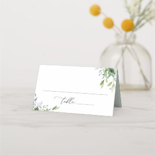 Budget Minimalist Watercolor Greenery Folded Place Card