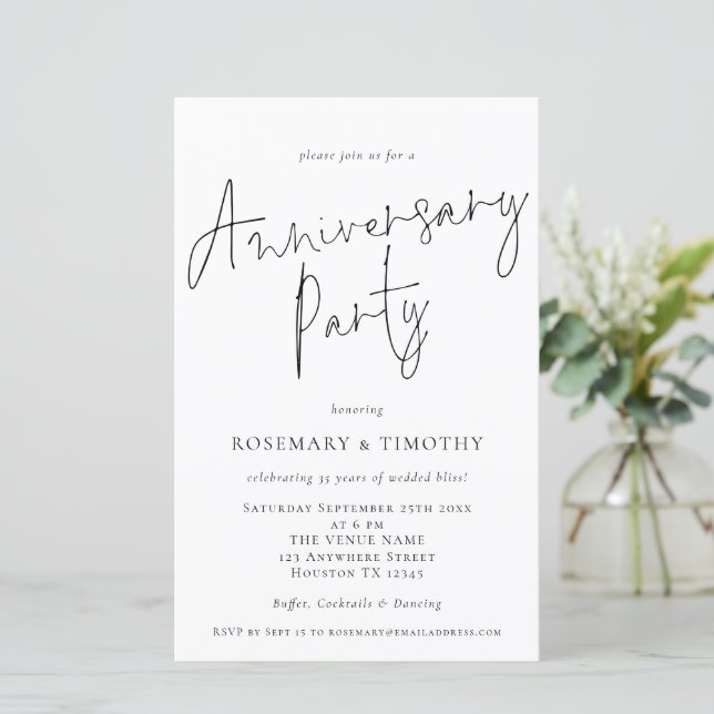 Budget Minimalist Wedding Anniversary Party Invite (Standing Front)