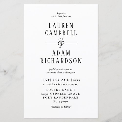 Budget Minimalist Wedding Invitation 