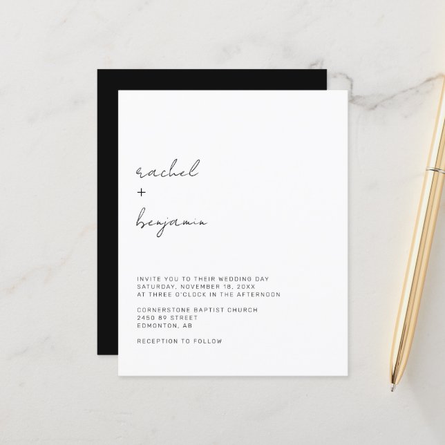 Budget Minimalist Wedding Modern Simple Typography (Front/Back In Situ)