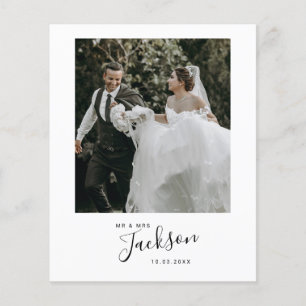 Budget Minimalist Wedding Photo Thank You Card Flyer
