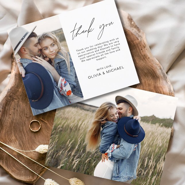 Budget Minimalist Wedding Photo Thank You Card Flyer (Creator Uploaded)