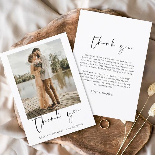 Budget Minimalist Wedding Thank You Photo Card