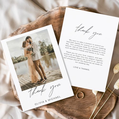 Budget Minimalist Wedding Thank You Photo Card