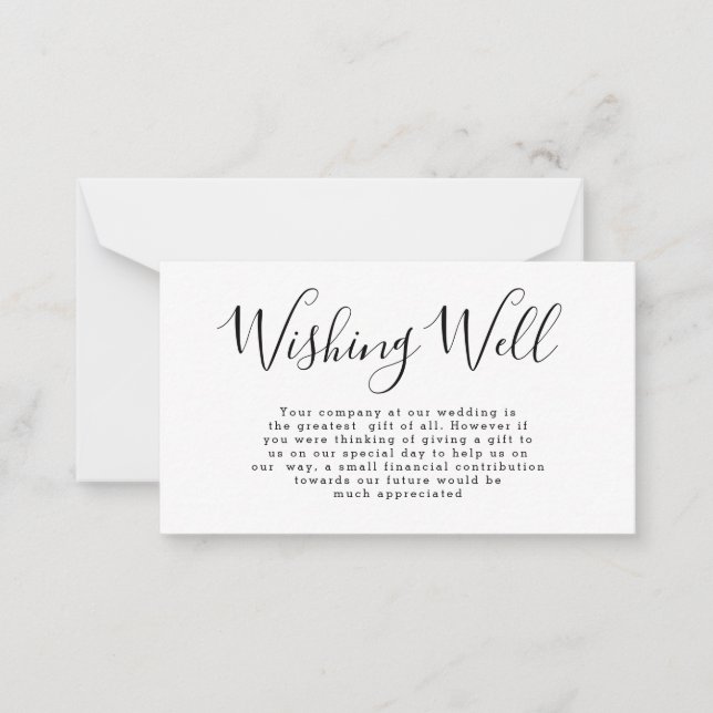 BUDGET Minimalist Wedding Wishing Well Enclosure Note Card (Front)