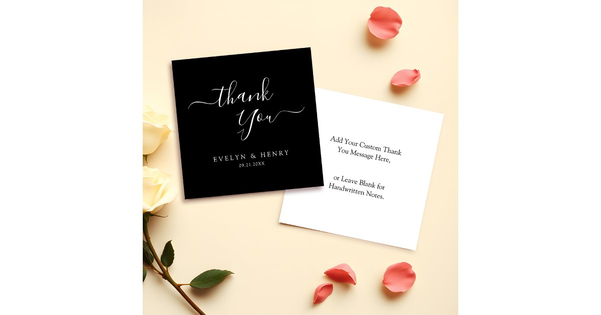 Budget Minimalist White Script Wedding Thank You Note Card | Zazzle