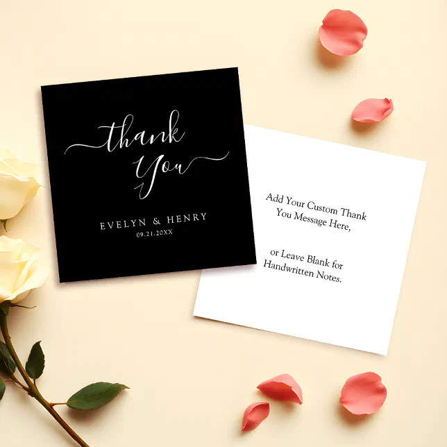 Budget Minimalist White Script Wedding Thank You Note Card | Zazzle