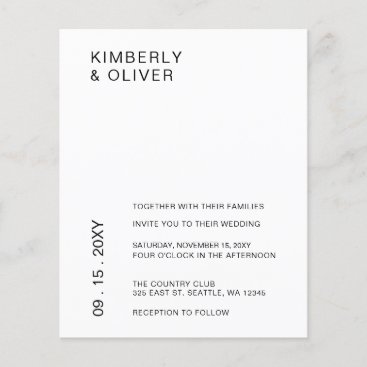 Budget Minimalist White Wedding Invitations