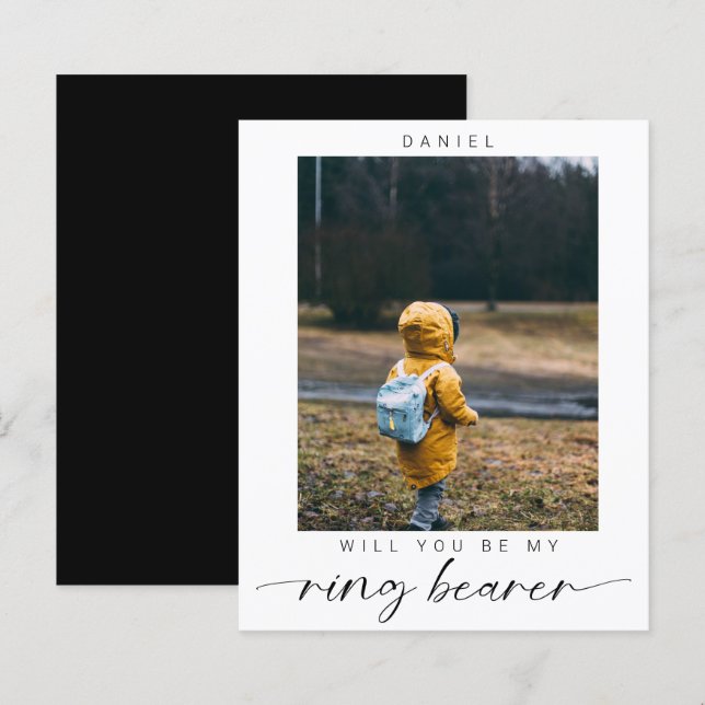 budget Minimalist Will you be my Ring Bearer Photo (Front/Back)