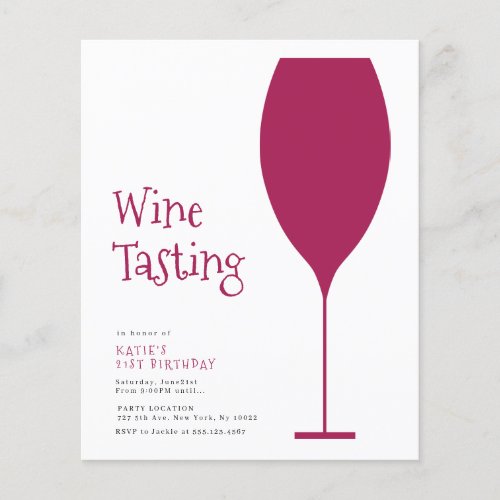 Budget Minimalist Wine Tasting Party Invitations