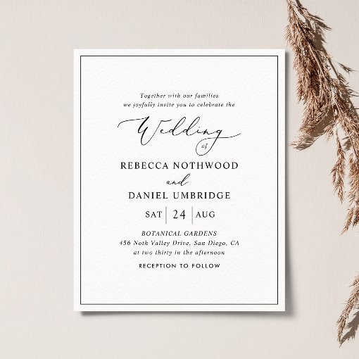 Budget Minimalistic All-in-One Wedding Invitation | Zazzle