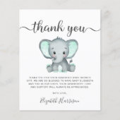 Budget Mint Elephant Baby Shower Thank You Card (Front)