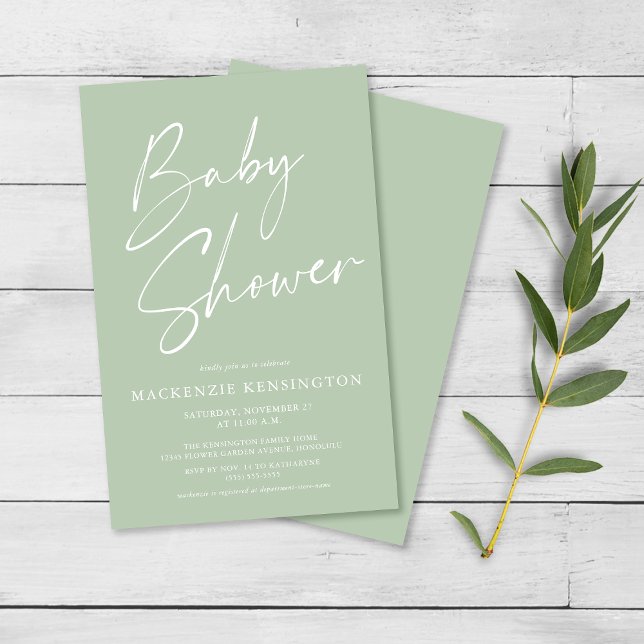 Budget Mint Green Simple Script Baby Shower FLYER (Creator Uploaded)