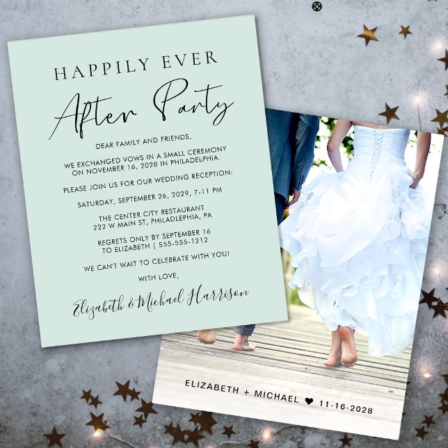 Budget Mint Photo Wedding Reception Invitation (Your love story deserves a grand celebration!)
