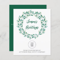 Budget Mistletoe Wreath Logo Business Holiday Card