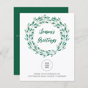 Budget Mistletoe Wreath Logo Business Holiday Card