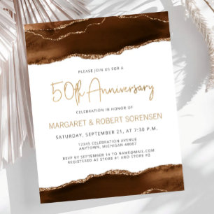 Budget Mocha Gold Agate 50th Anniversary Invite