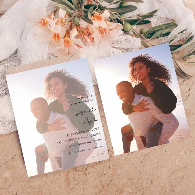 Budget MOD Calligraphy w Duo Photo Save the Date (Creator Uploaded)