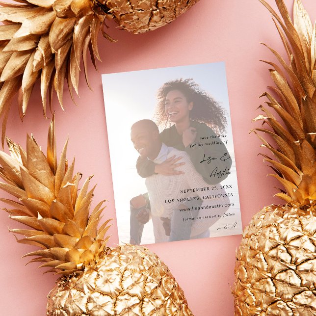 Budget MOD Calligraphy w Duo Photo Save the Date Flyer (Creator Uploaded)