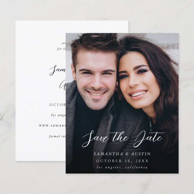 Budget MOD V Photo Elegant Save the Date - Darker (Front/Back)