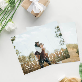 Budget Modern 2 Photo The Script H Save The Date Flyer by M_Blue_Designs at Zazzle