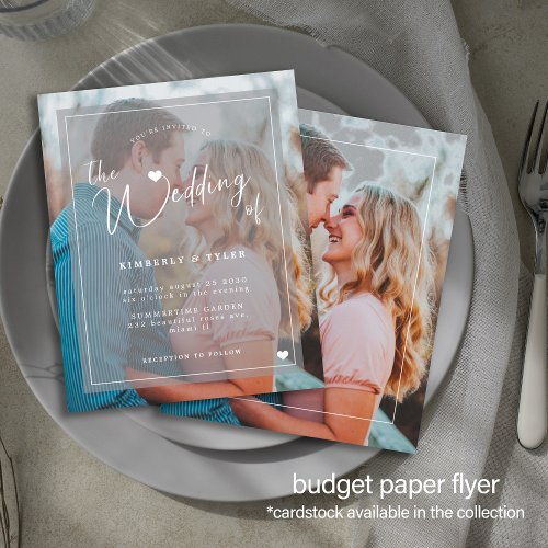 Budget modern 2 photos overlay wedding invitation  flyer