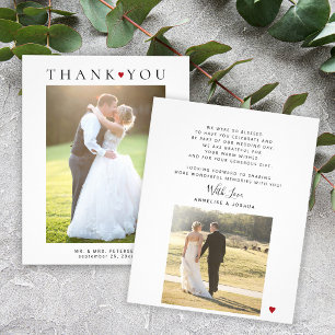 Budget modern 2 photos wedding thank you card flyer