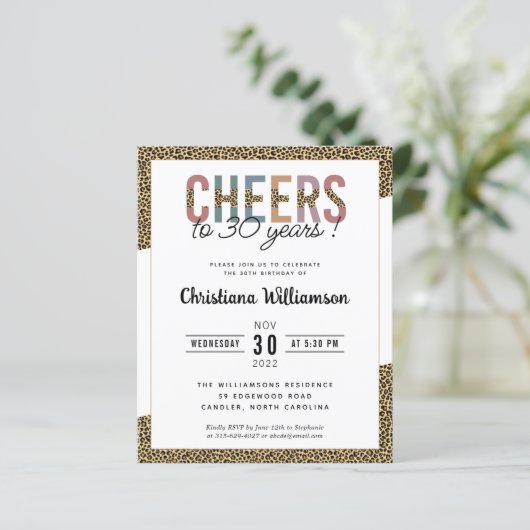 Budget Modern 30th Birthday Party Leopard Print  (Standing Front)