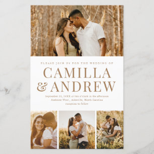 Budget Modern 4 Photo Elegant Wedding Invitation