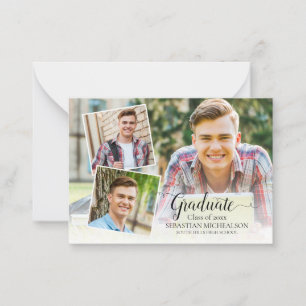 Budget Modern 4 Photo Graduation Announcement