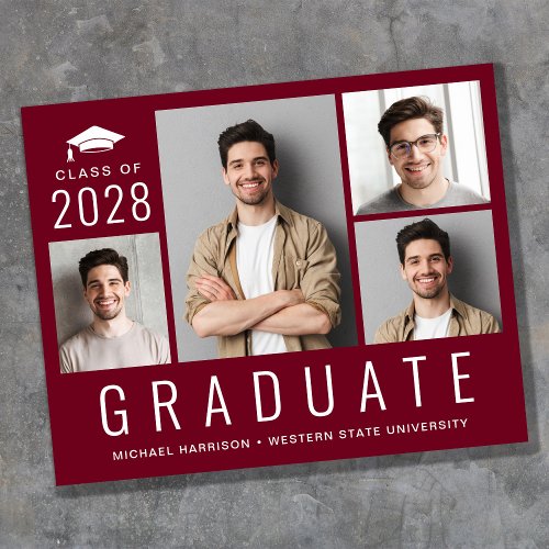 Budget Modern 4 Photo Graduation Announcement