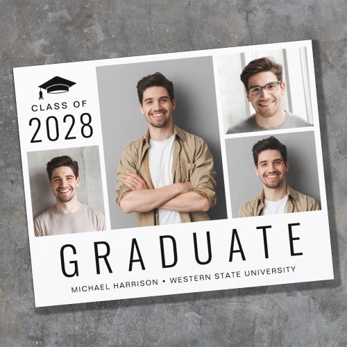 Budget Modern 4 Photo Graduation Announcement