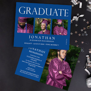 Budget Modern 4 Photo Graduation Announcement -BL
